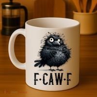F-Caw-F Black Crow Black Bird Funny Crow F-Caw-F Premium Coffee Mug thumb 4