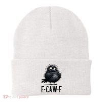 F-Caw-F Black Crow Black Bird Funny Crow F-Caw-F Premium Beanie thumb 0