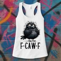 F-Caw-F Black Crow Black Bird Funny Crow F-Caw-F Premium Women's Tank Top thumb 3