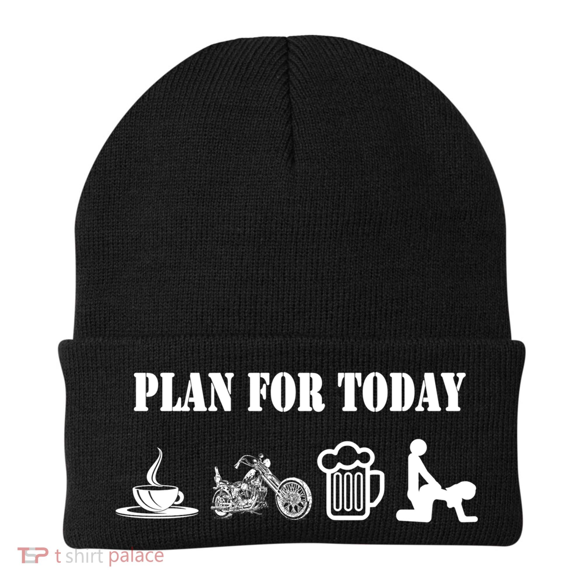 Funny Biker Chopper Motorcycle Plan For Day Gift Beanie