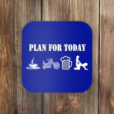 Funny Biker Chopper Motorcycle Plan For Day Gift Coaster