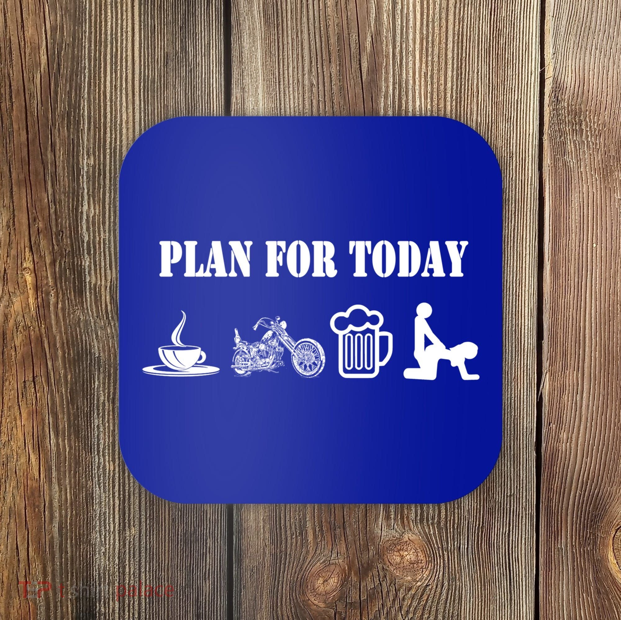 Funny Biker Chopper Motorcycle Plan For Day Gift Coaster