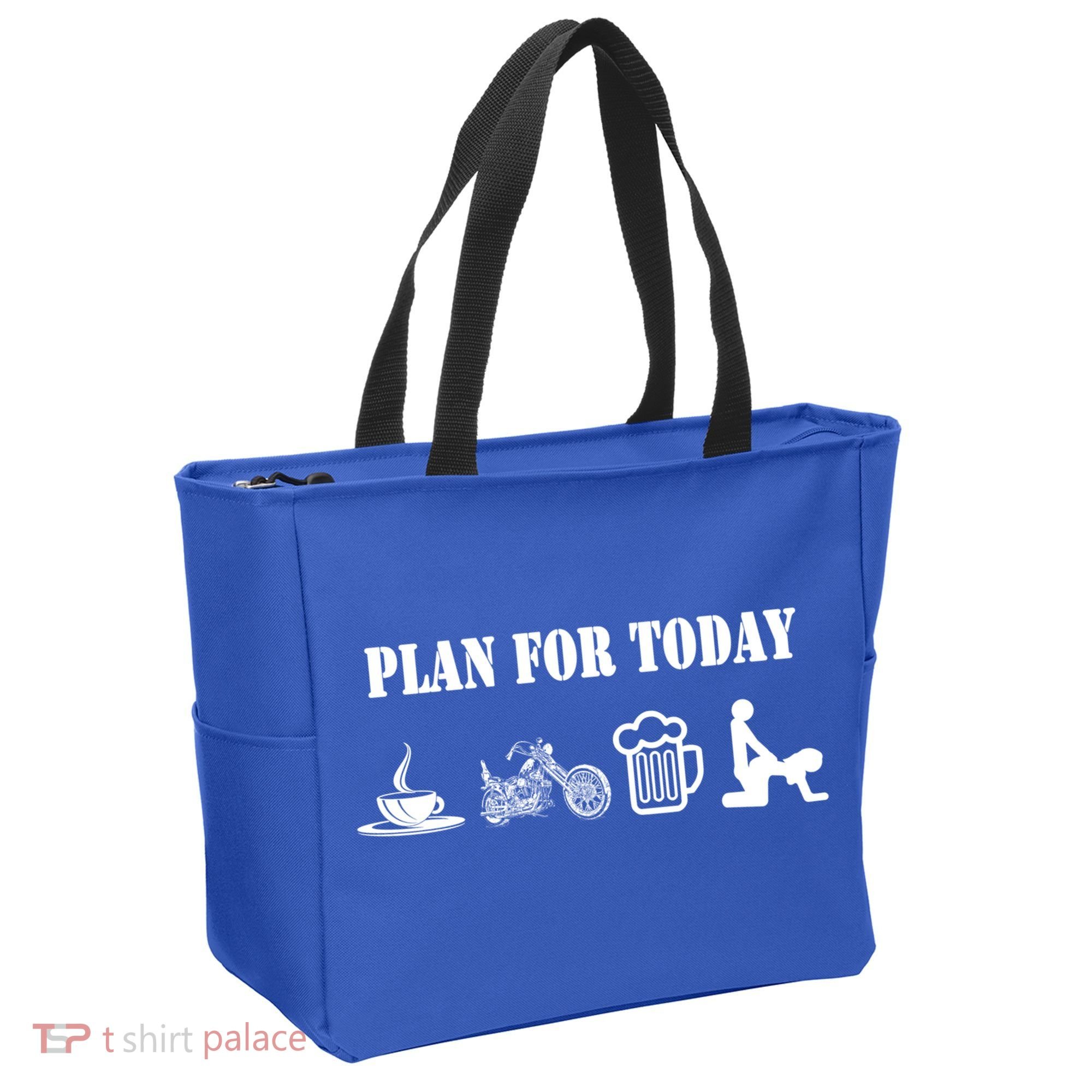 Funny Biker Chopper Motorcycle Plan For Day Gift Tote Bag