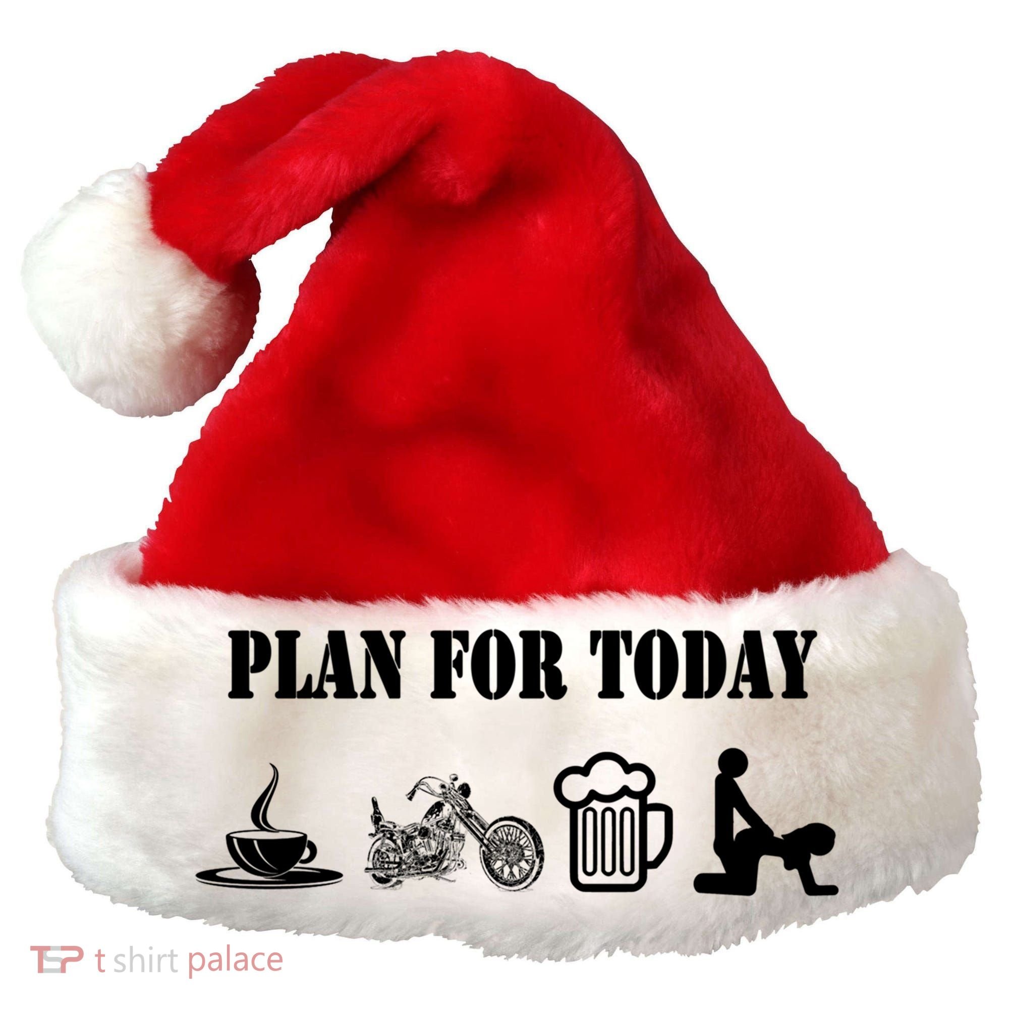 Funny Biker Chopper Motorcycle Plan For Day Gift Santa Hat