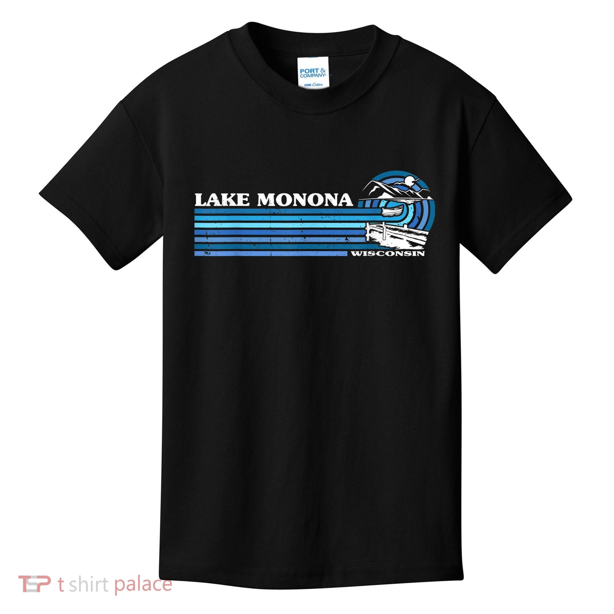 Fishing Boating Camping Lake Vacation Lake Monona Kids T-Shirt