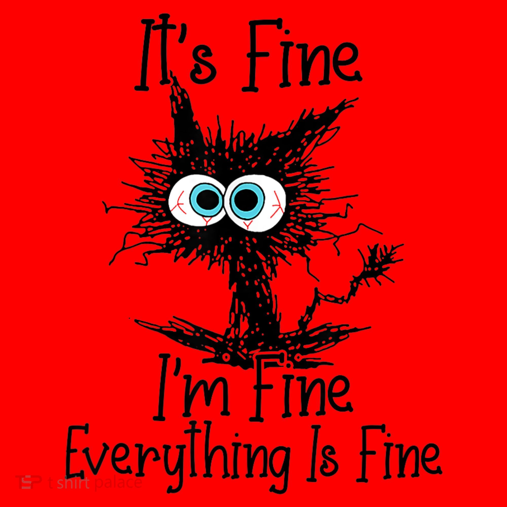 Funny Black Cat ItS Fine IM Fine Everything Is Fine Santa Hat