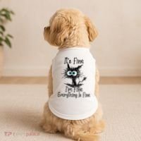 Funny Black Cat ItS Fine IM Fine Everything Is Fine Doggie Tank thumb 2