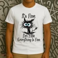 Funny Black Cat ItS Fine IM Fine Everything Is Fine T-Shirt thumb 3