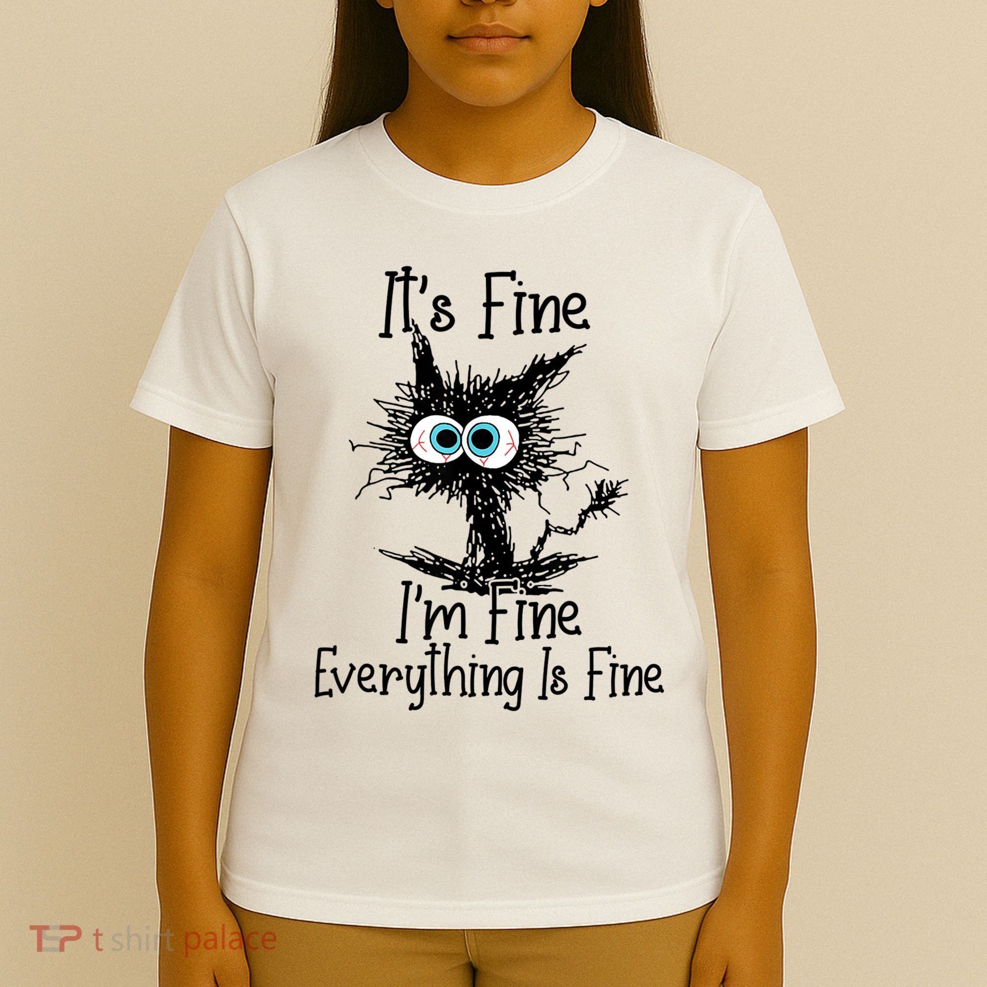 Funny Black Cat ItS Fine IM Fine Everything Is Fine T-Shirt