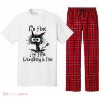 Funny Black Cat ItS Fine IM Fine Everything Is Fine Pajama Set thumb 0