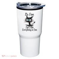 Funny Black Cat ItS Fine IM Fine Everything Is Fine Tumbler thumb 0