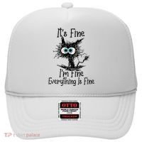 Funny Black Cat ItS Fine IM Fine Everything Is Fine Hat thumb 0