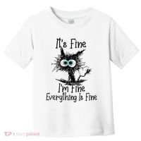 Funny Black Cat ItS Fine IM Fine Everything Is Fine Toddler T-Shirt thumb 0