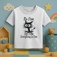 Funny Black Cat ItS Fine IM Fine Everything Is Fine Toddler T-Shirt thumb 3
