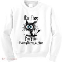 Funny Black Cat ItS Fine IM Fine Everything Is Fine Kids Sweatshirt thumb 0