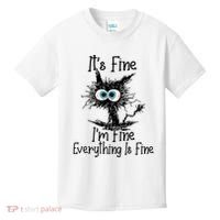 Funny Black Cat ItS Fine IM Fine Everything Is Fine Kids T-Shirt thumb 0