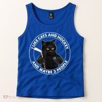 Funny Black Cat I Like Cats And Hockey And Maybe 3 People Gift Tank Top thumb 2