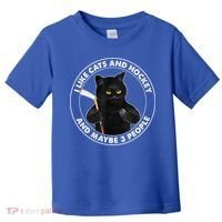 Funny Black Cat I Like Cats And Hockey And Maybe 3 People Gift Toddler T-Shirt thumb 0