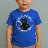 Funny Black Cat I Like Cats And Hockey And Maybe 3 People Gift Toddler T-Shirt thumb 2