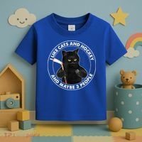 Funny Black Cat I Like Cats And Hockey And Maybe 3 People Gift Toddler T-Shirt thumb 3
