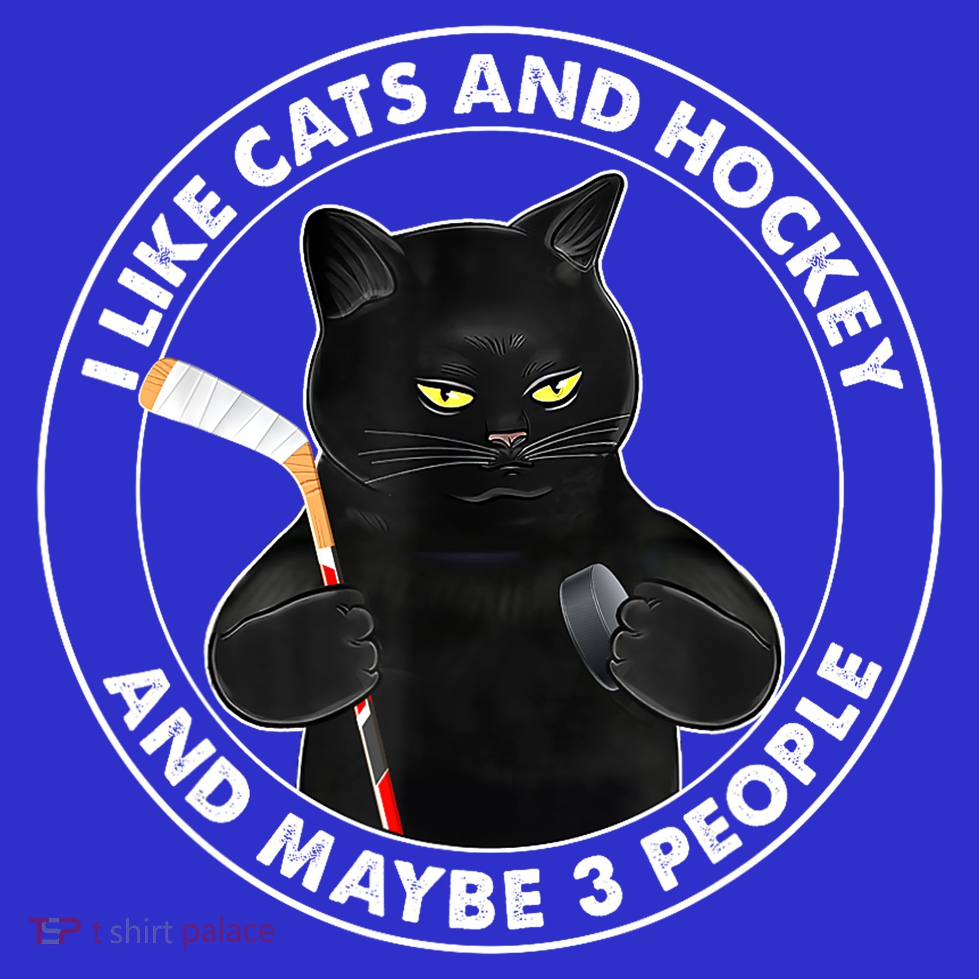 Funny Black Cat I Like Cats And Hockey And Maybe 3 People Gift Women's Long Sleeve Shirt