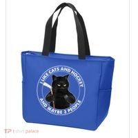 Funny Black Cat I Like Cats And Hockey And Maybe 3 People Gift Tote Bag thumb 3