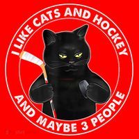 Funny Black Cat I Like Cats And Hockey And Maybe 3 People Gift Santa Hat thumb 1