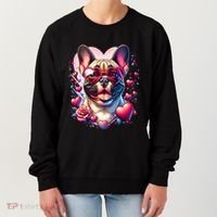 French Bulldog Dog St Valentines Day Artwork Gift Women's Sweatshirt thumb 0