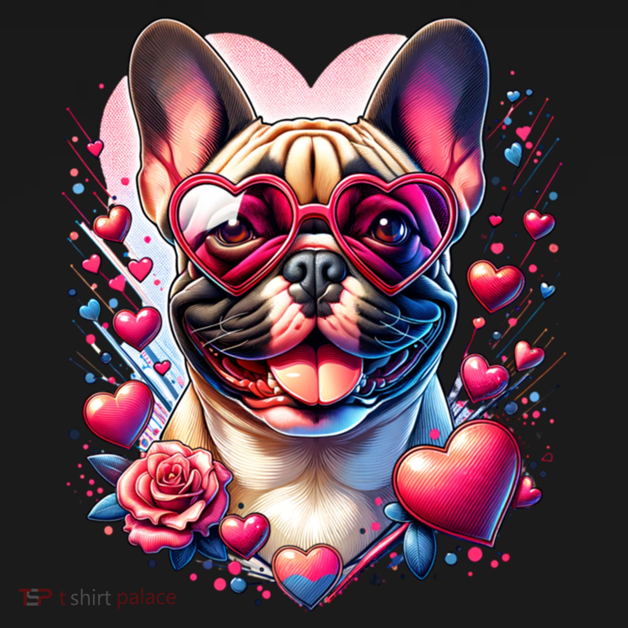 French Bulldog Dog St Valentines Day Artwork Gift Women's Hoodie