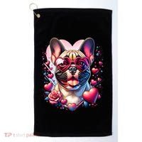French Bulldog Dog St Valentines Day Artwork Gift Golf Towel thumb 0