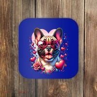 French Bulldog Dog St Valentines Day Artwork Gift Coaster thumb 0