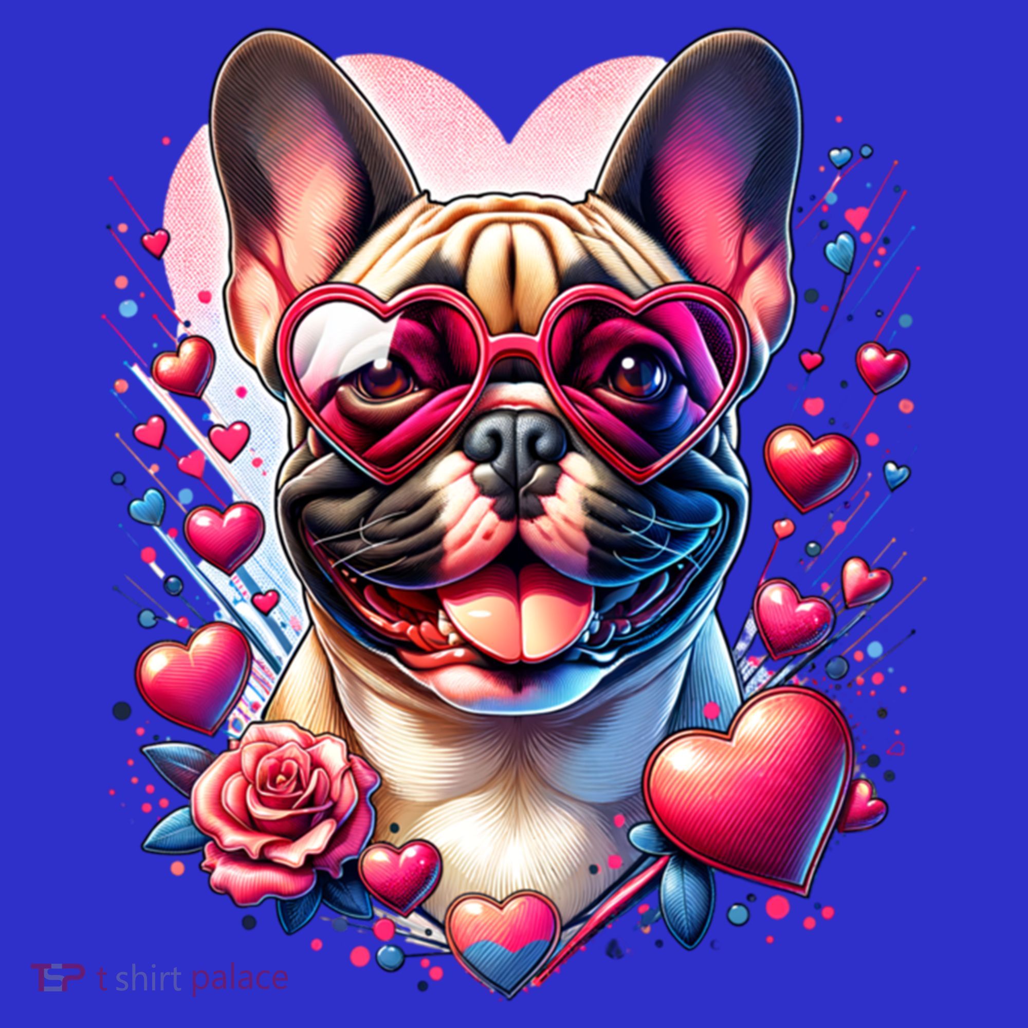 French Bulldog Dog St Valentines Day Artwork Gift Polo