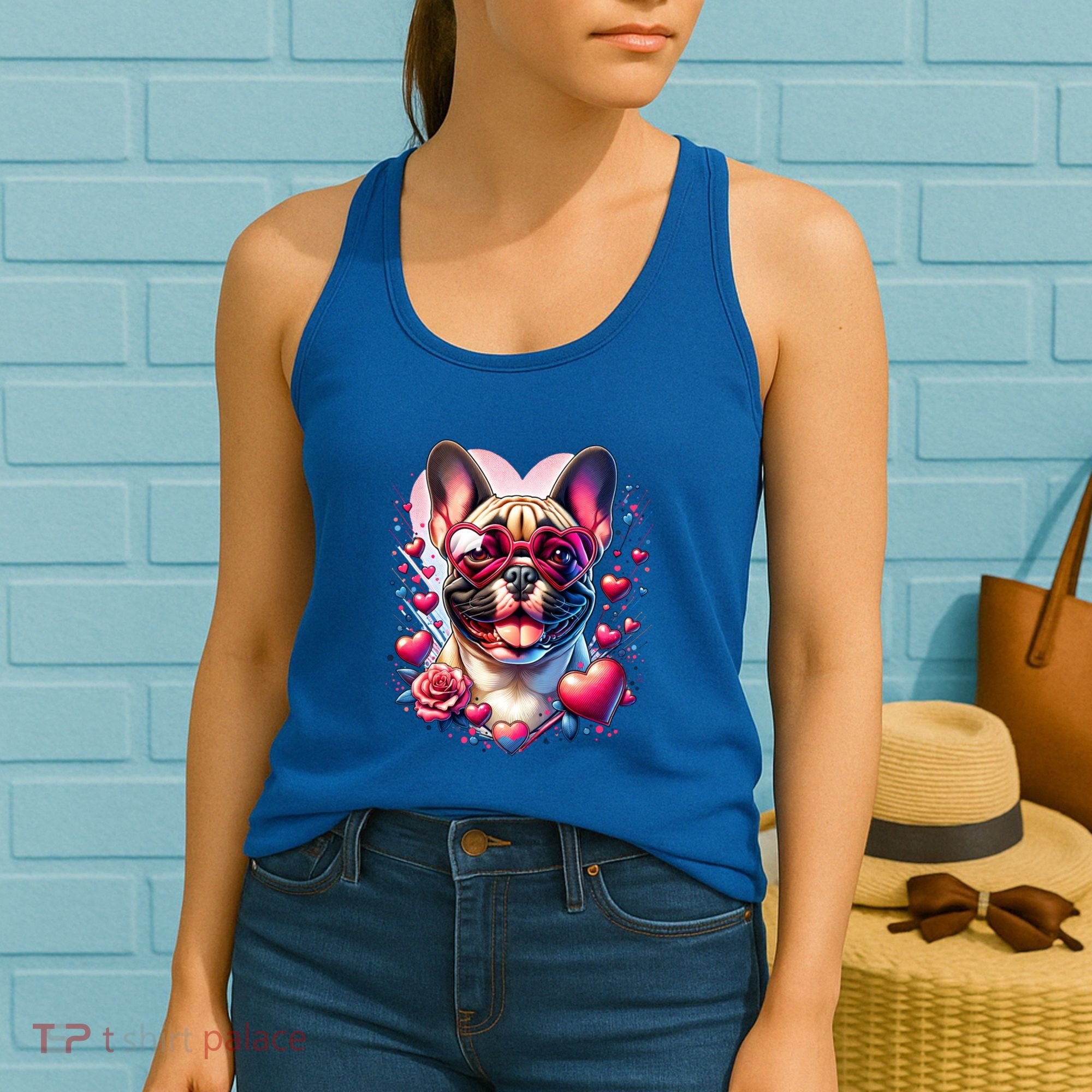 French Bulldog Dog St Valentines Day Artwork Gift Women's Tank Top