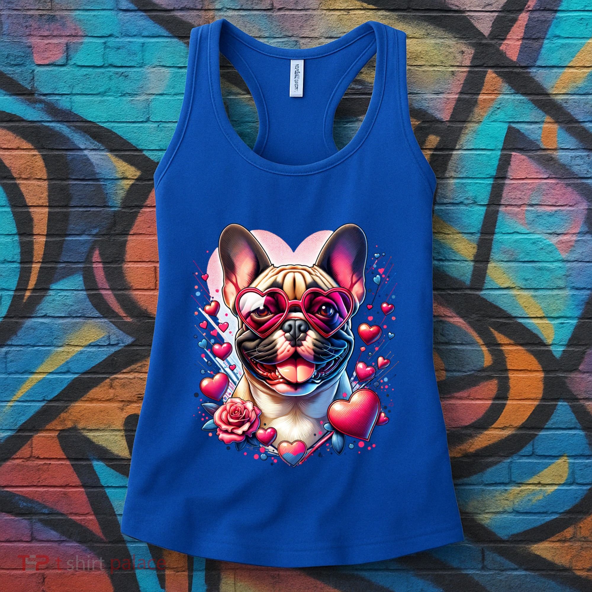 French Bulldog Dog St Valentines Day Artwork Gift Women's Tank Top