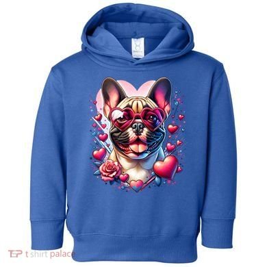 French Bulldog Dog St Valentines Day Artwork Gift Toddler Hoodie