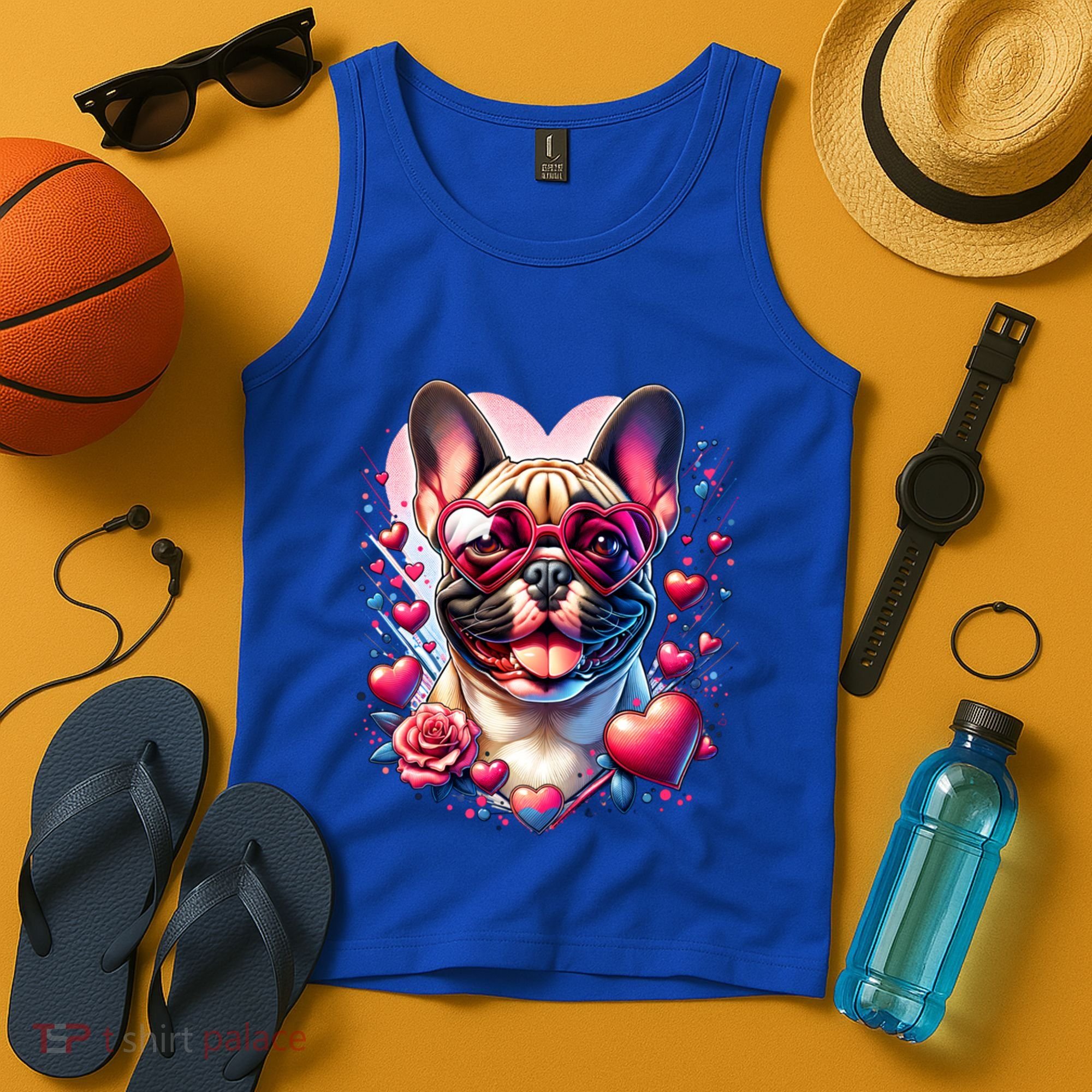 French Bulldog Dog St Valentines Day Artwork Gift Tank Top