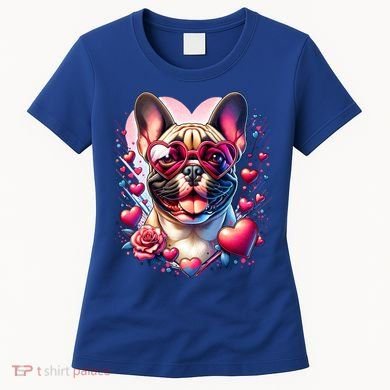 French Bulldog Dog St Valentines Day Artwork Gift Women's T-Shirt