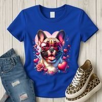 French Bulldog Dog St Valentines Day Artwork Gift Women's T-Shirt thumb 3