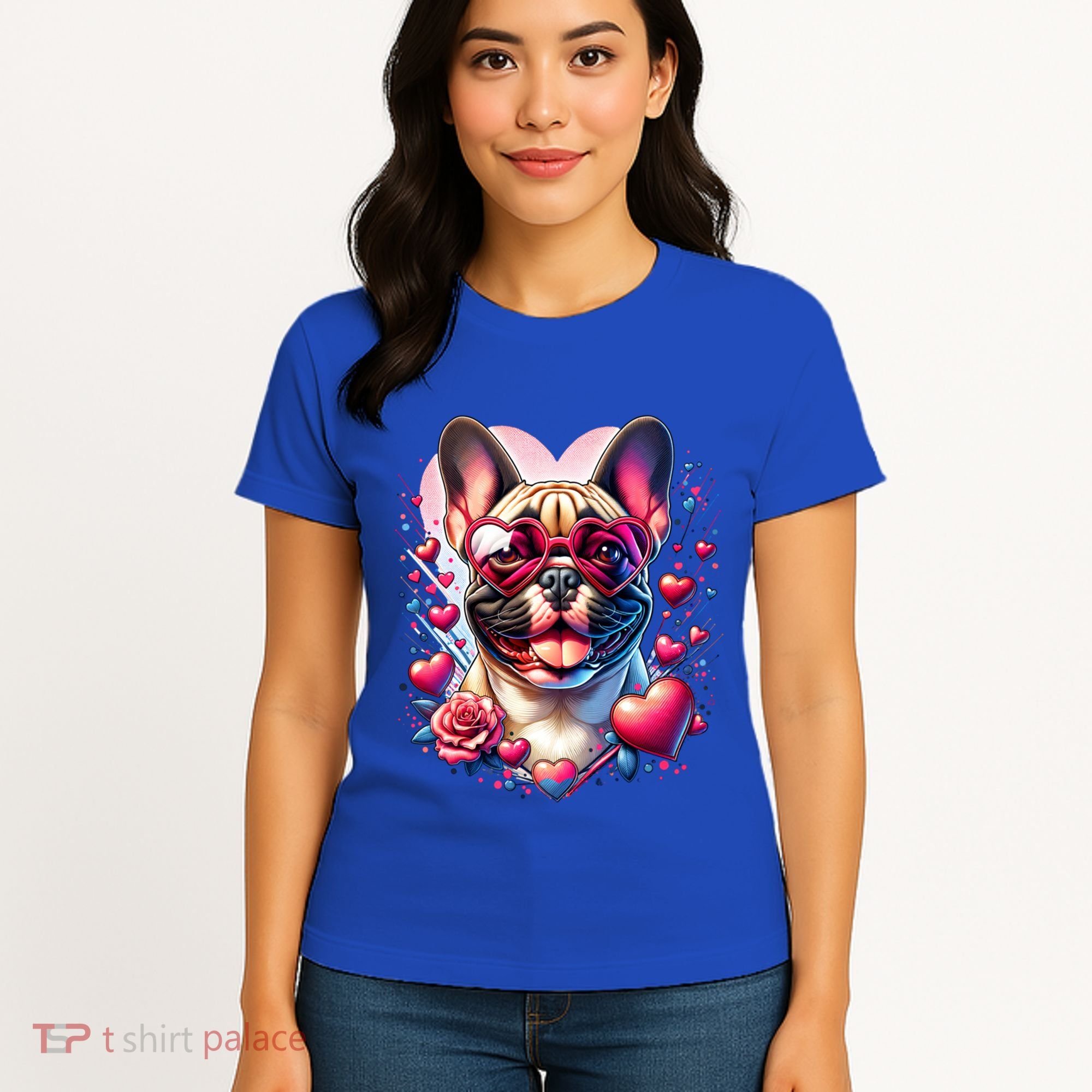 French Bulldog Dog St Valentines Day Artwork Gift Women's T-Shirt