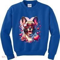 French Bulldog Dog St Valentines Day Artwork Gift Kids Sweatshirt thumb 0