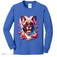 French Bulldog Dog St Valentines Day Artwork Gift Kids Long Sleeve Shirt thumb 0