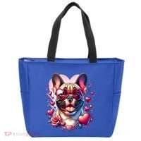 French Bulldog Dog St Valentines Day Artwork Gift Tote Bag thumb 0