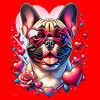 French Bulldog Dog St Valentines Day Artwork Gift Santa Hat thumb 1