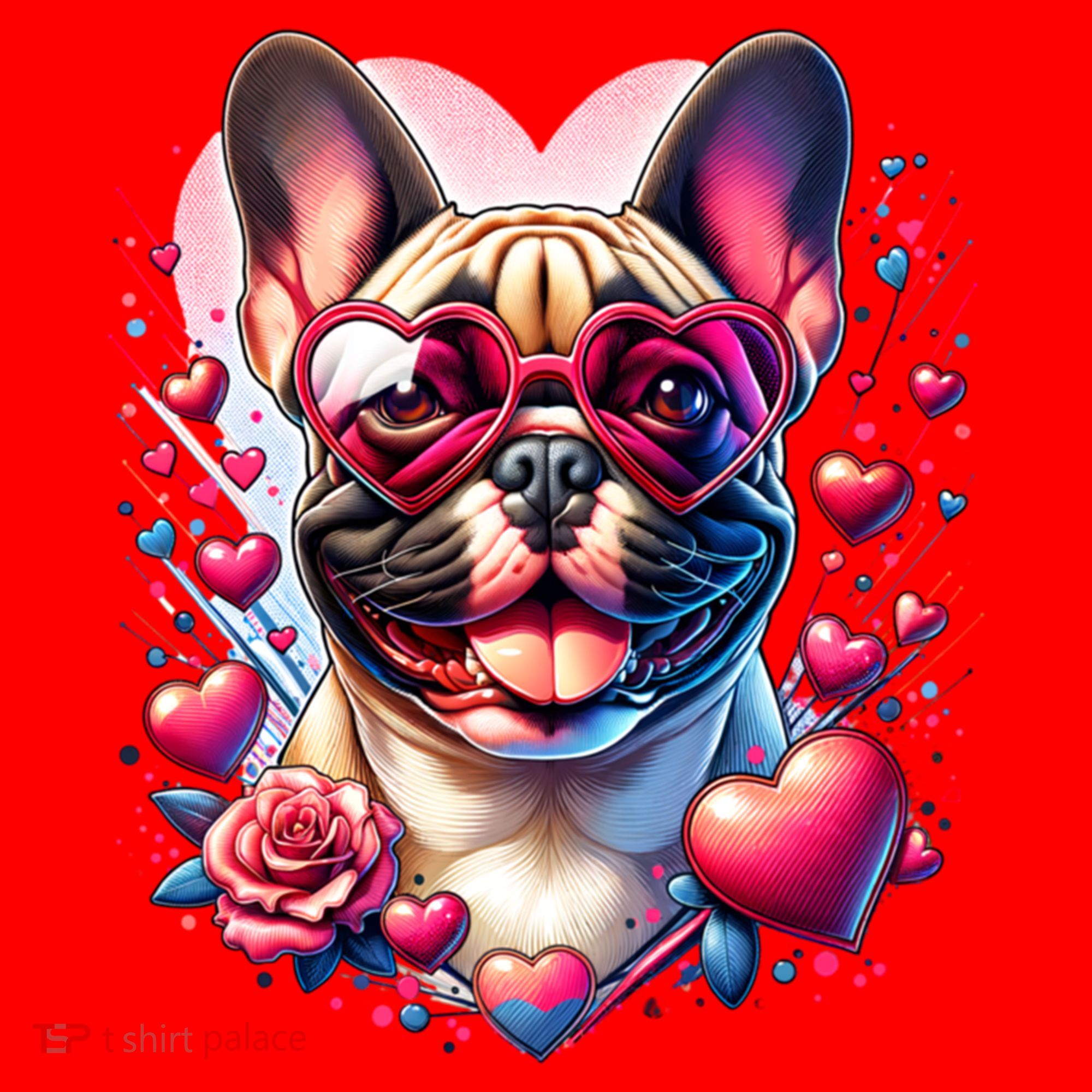 French Bulldog Dog St Valentines Day Artwork Gift Santa Hat