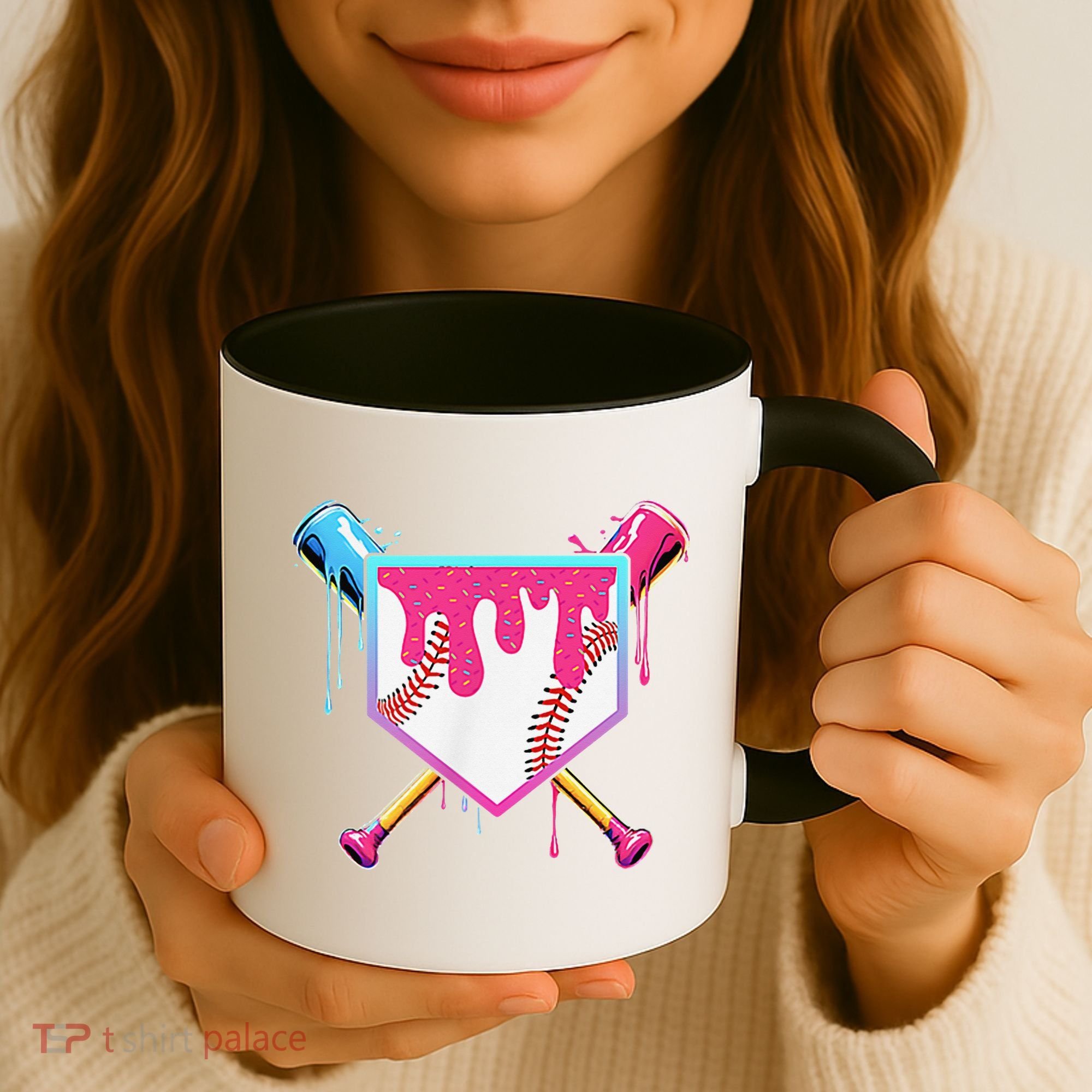 Funny Baseball Drip For Home Plate Ice Cream Drip Coffee Mug
