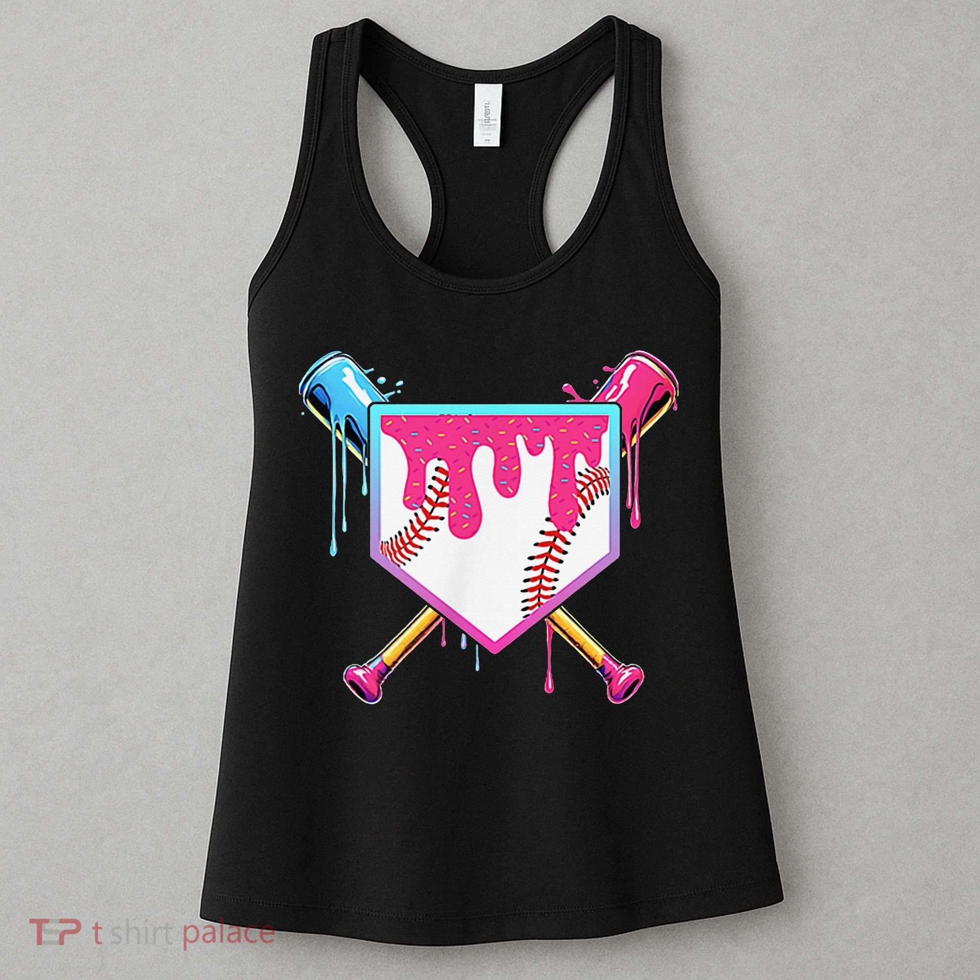 Funny Baseball Drip For Home Plate Ice Cream Drip Women's Tank Top