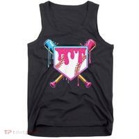 Funny Baseball Drip For Home Plate Ice Cream Drip Tank Top thumb 0