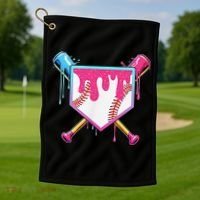 Funny Baseball Drip For Home Plate Ice Cream Drip Golf Towel thumb 1