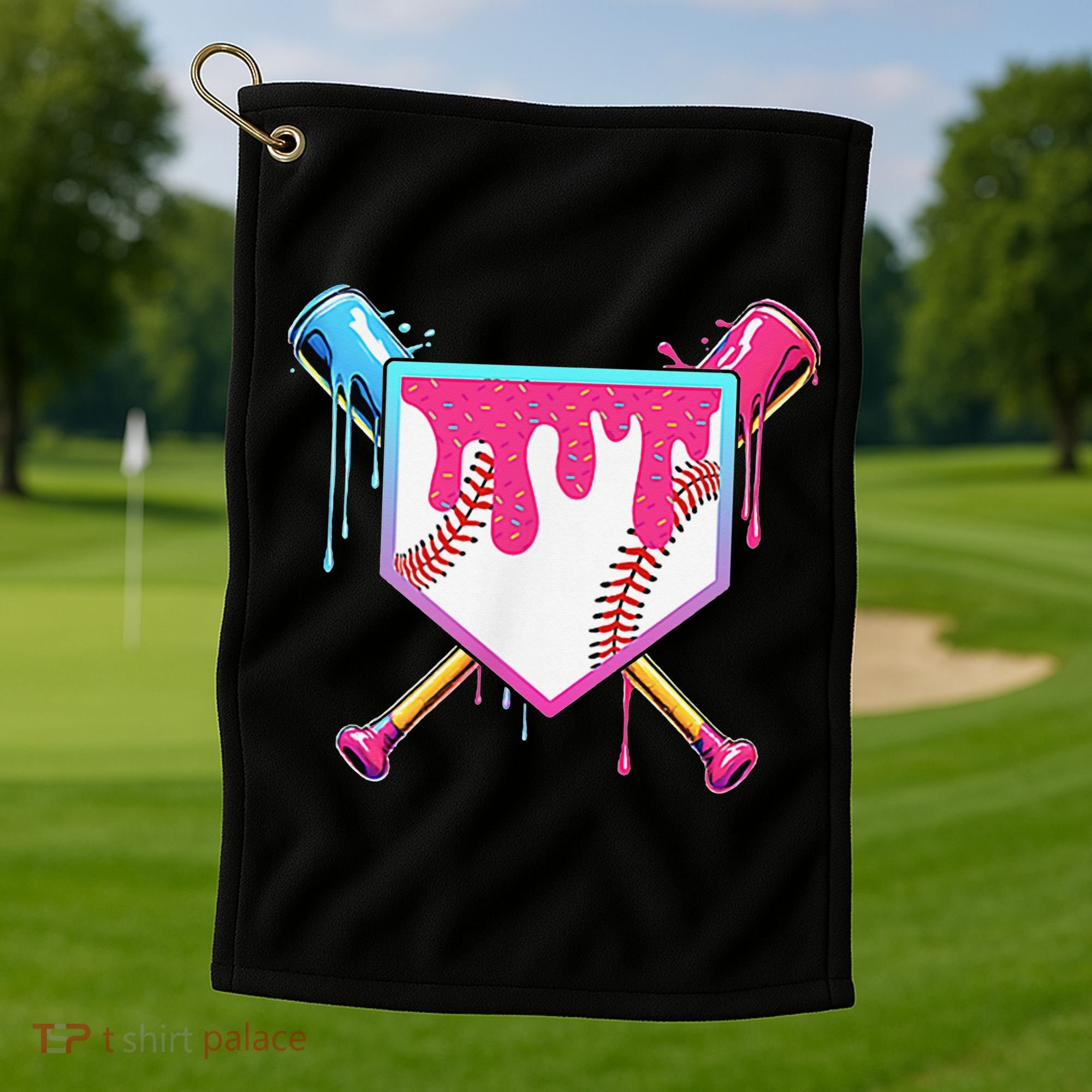 Funny Baseball Drip For Home Plate Ice Cream Drip Golf Towel