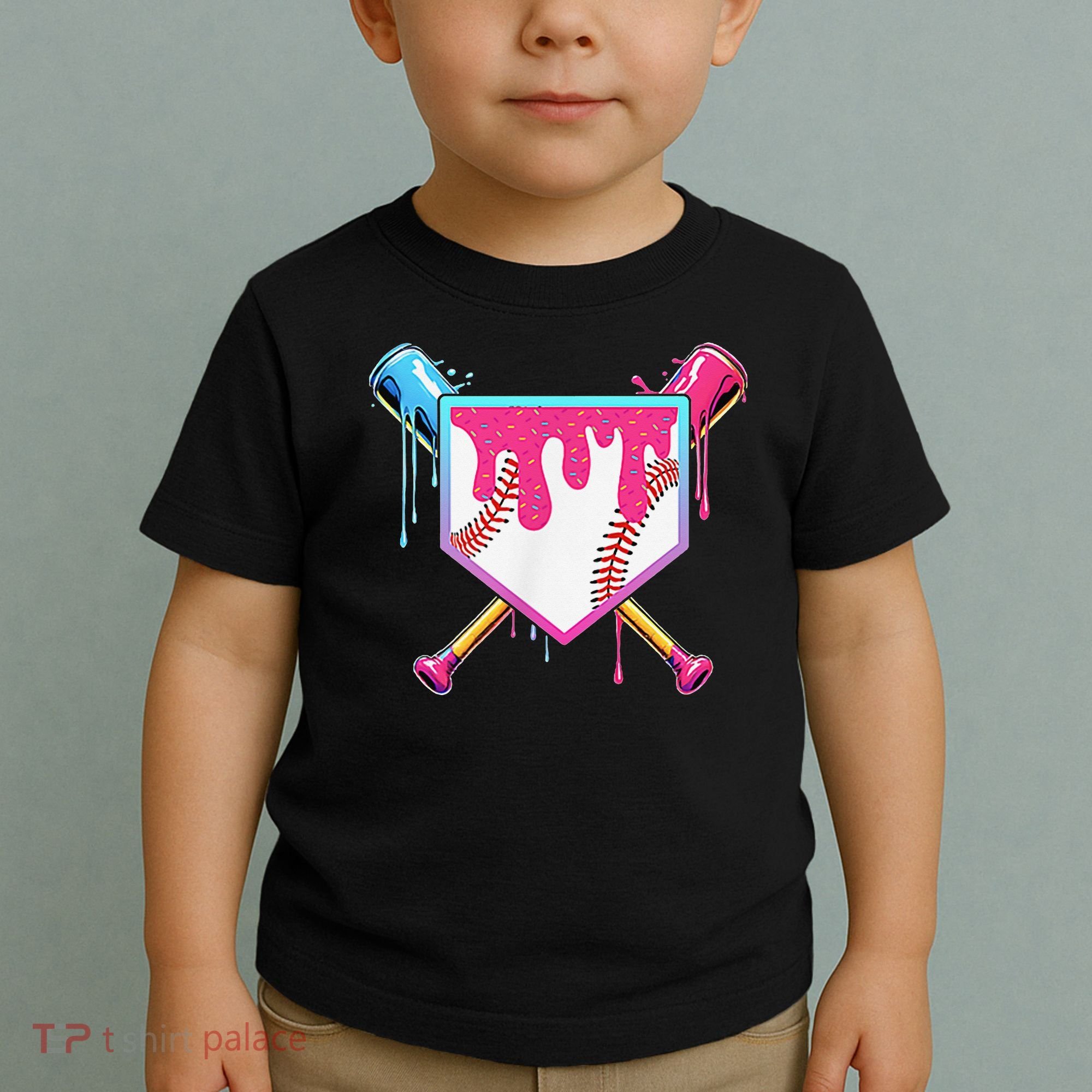 Funny Baseball Drip For Home Plate Ice Cream Drip Toddler T-Shirt